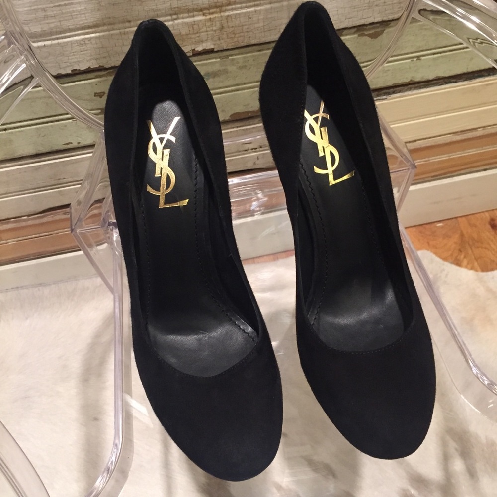 NEW YSL PALAIS 105 BLACK SUEDE PUMPS SIZE 38